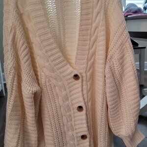 cream/yellow cardigan with buttons